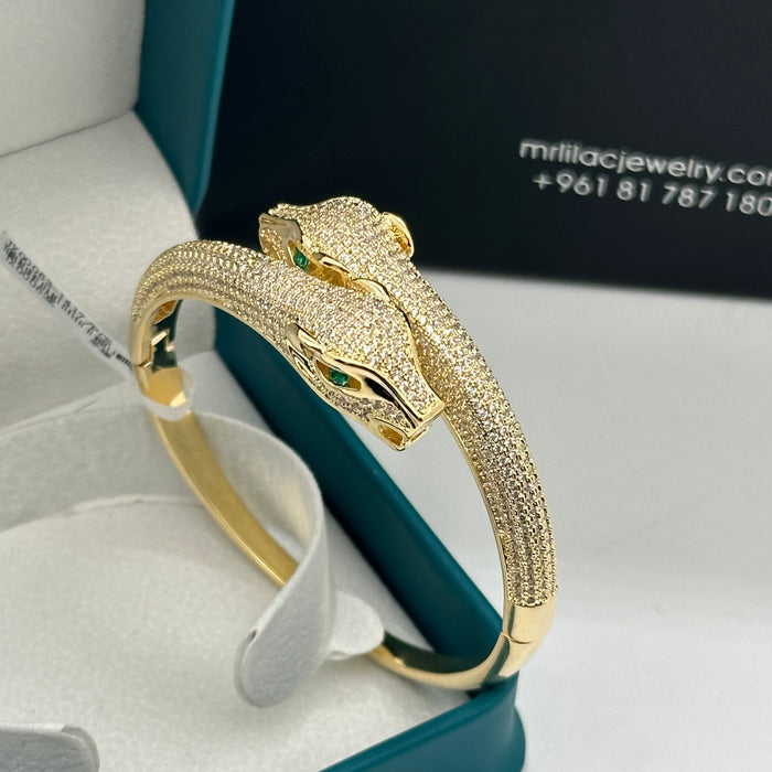 Twin Panther Gold Bangle- Inspired By Cartier