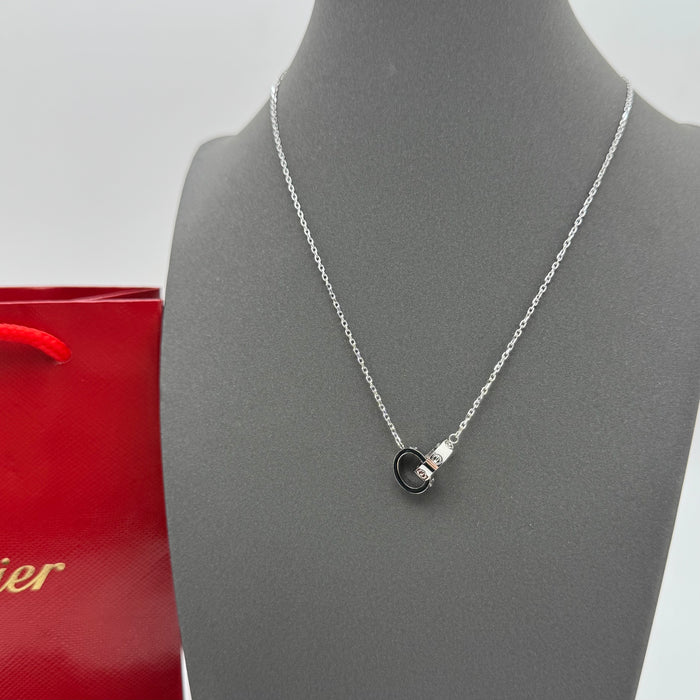 Cartier Love Interlocking Rings Necklace – Dual Ring Pendant (Gold, Silver & Tri-Color)