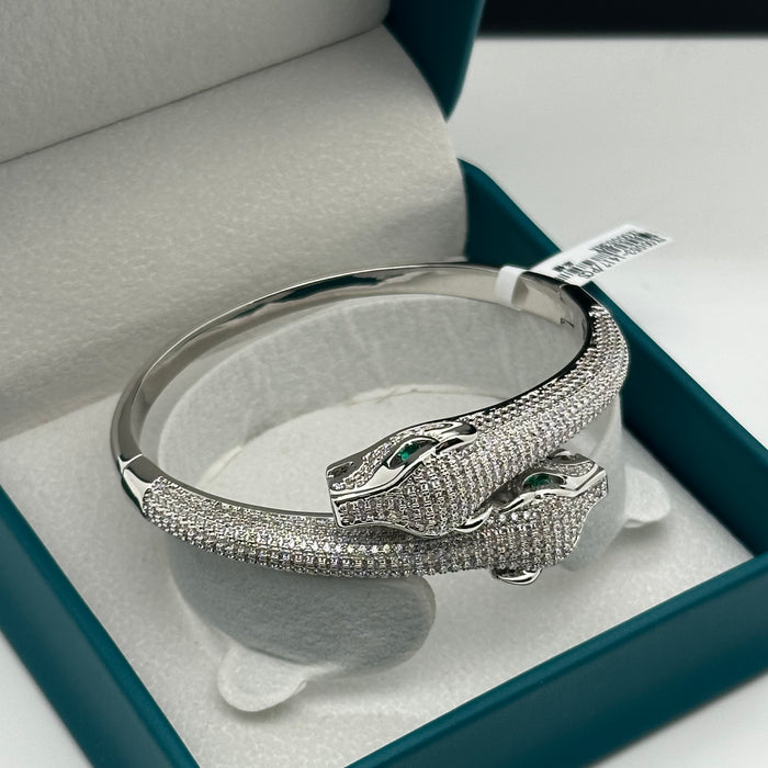 Twin Panther Silver Bangle- Inspired By Cartier