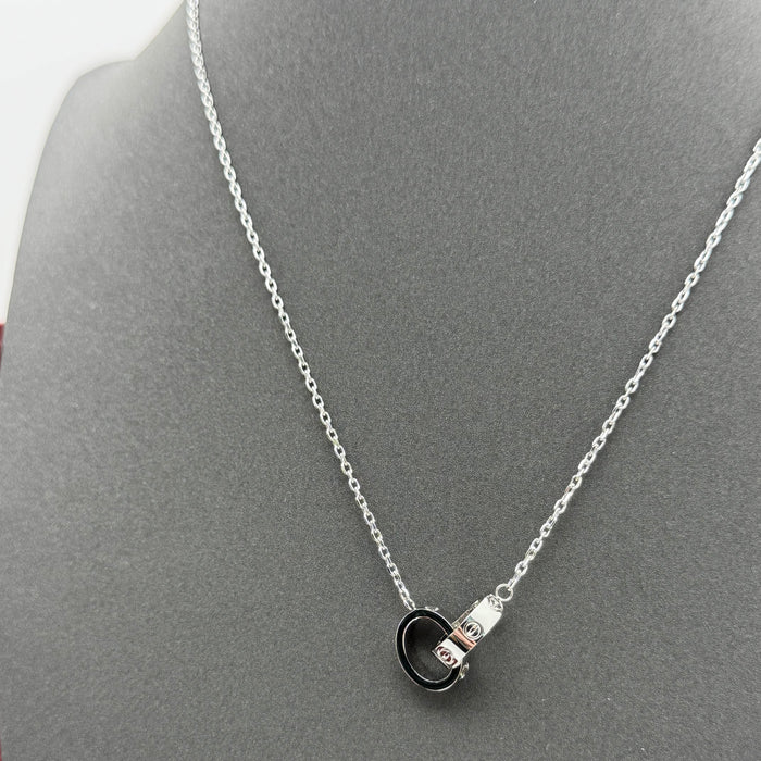 Cartier Love Interlocking Rings Necklace – Dual Ring Pendant (Gold, Silver & Tri-Color)