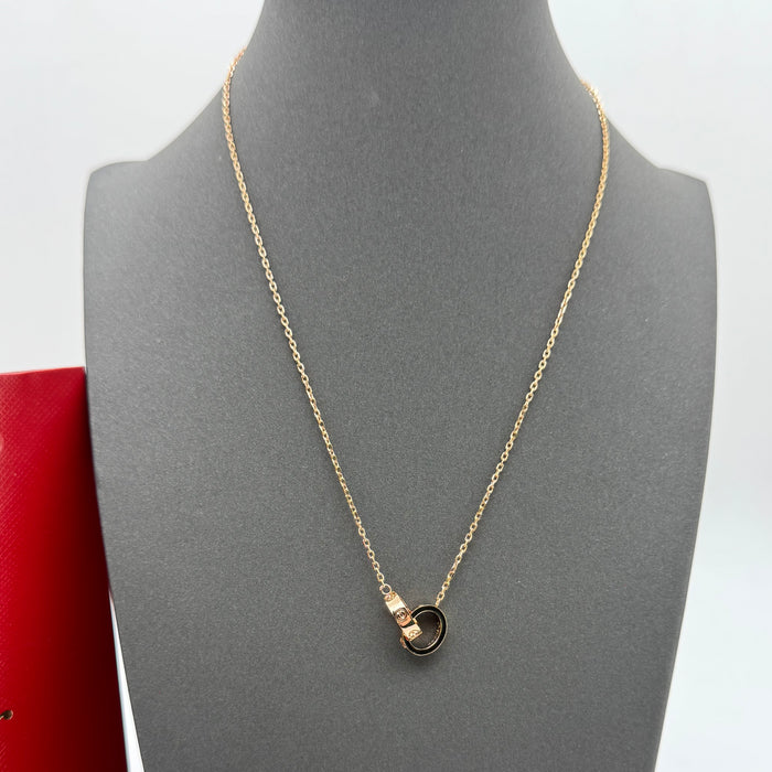 Cartier Love Interlocking Rings Necklace – Dual Ring Pendant (Gold, Silver & Tri-Color)