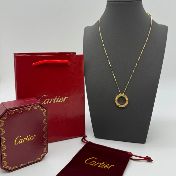 Cartier Love Circle Necklace – Classic Round Pendant (Gold, Silver & Rose Gold)