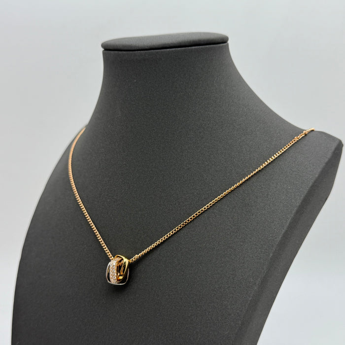 Cartier Trinity Knot Necklace – Tri-Color Interlocked Rings with Crystal Detailing