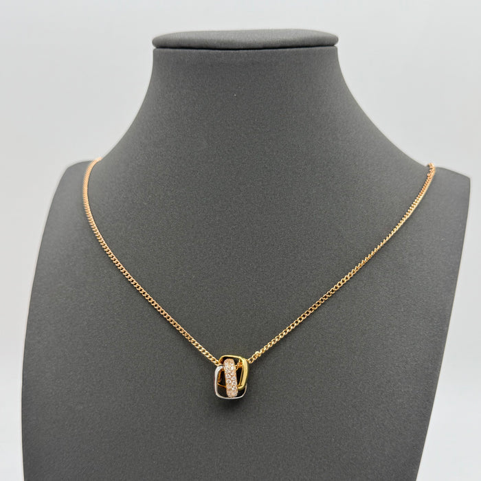 Cartier Trinity Knot Necklace – Tri-Color Interlocked Rings with Crystal Detailing