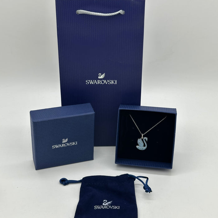 Swarovski Iconic Swan Pendant Necklace – Light Blue Elegance - 5680422
