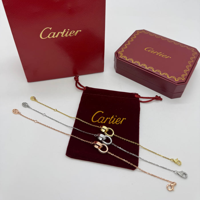 Cartier Double Love Rings Bracelet – Interlocking Design (Gold, Silver, Rose Gold)