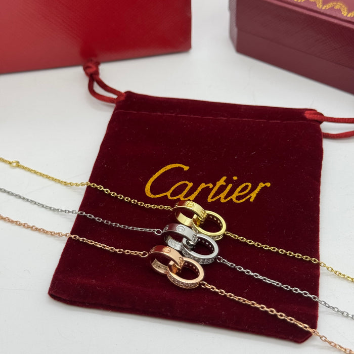 Cartier Double Love Rings Bracelet – Interlocking Design (Gold, Silver, Rose Gold)
