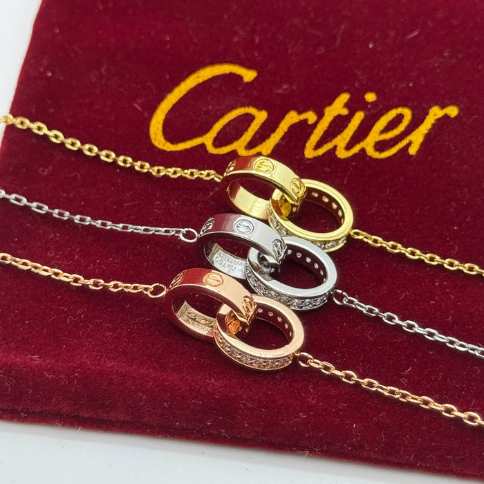 Cartier Double Love Rings Bracelet – Interlocking Design (Gold, Silver, Rose Gold)