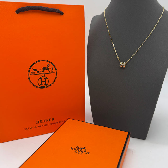 Hermès Mini Pop H Enamel Necklace — Gold
