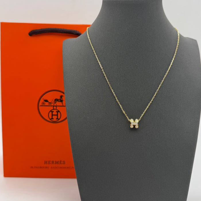 Hermès Mini Pop H Enamel Necklace — Gold