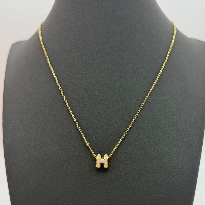 Hermès Mini Pop H Enamel Necklace — Gold