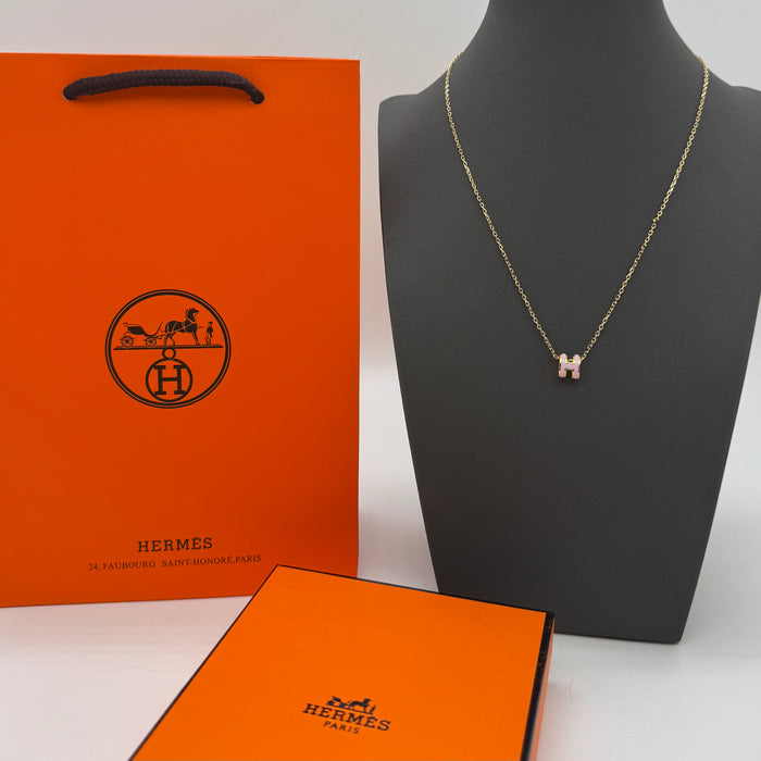 Hermès Mini Pop H Enamel Necklace — Gold