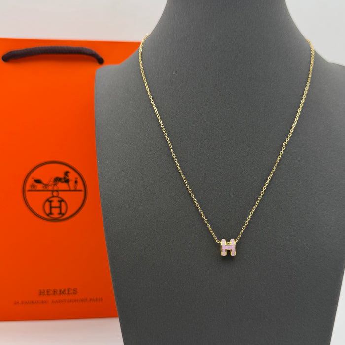 Hermès Mini Pop H Enamel Necklace — Gold
