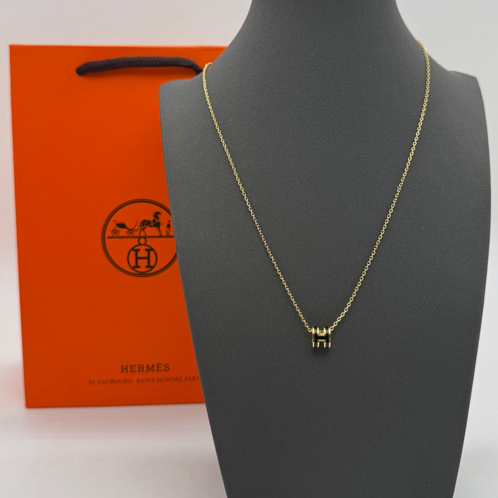 Hermès Mini Pop H Enamel Necklace — Gold