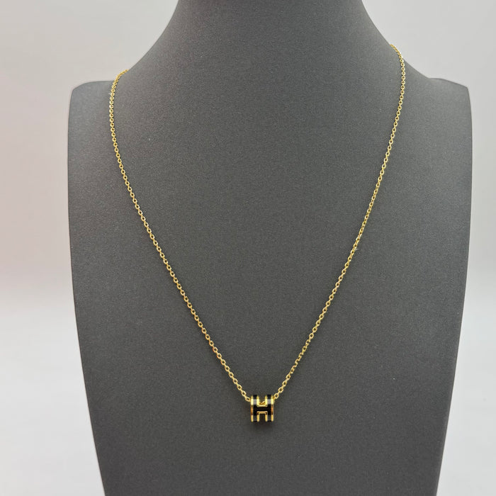 Hermès Mini Pop H Enamel Necklace — Gold
