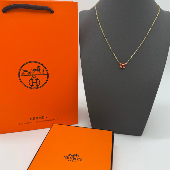 Hermès Mini Pop H Enamel Necklace — Gold