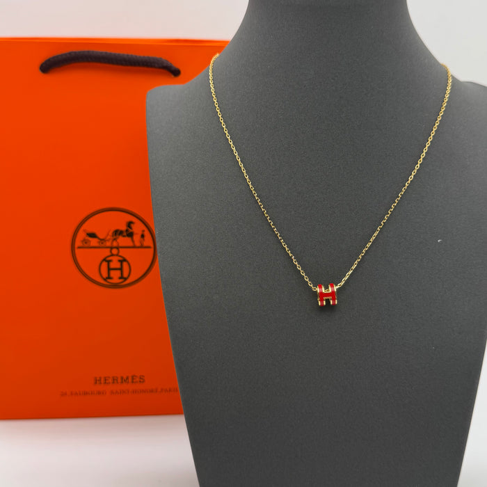 Hermès Mini Pop H Enamel Necklace — Gold
