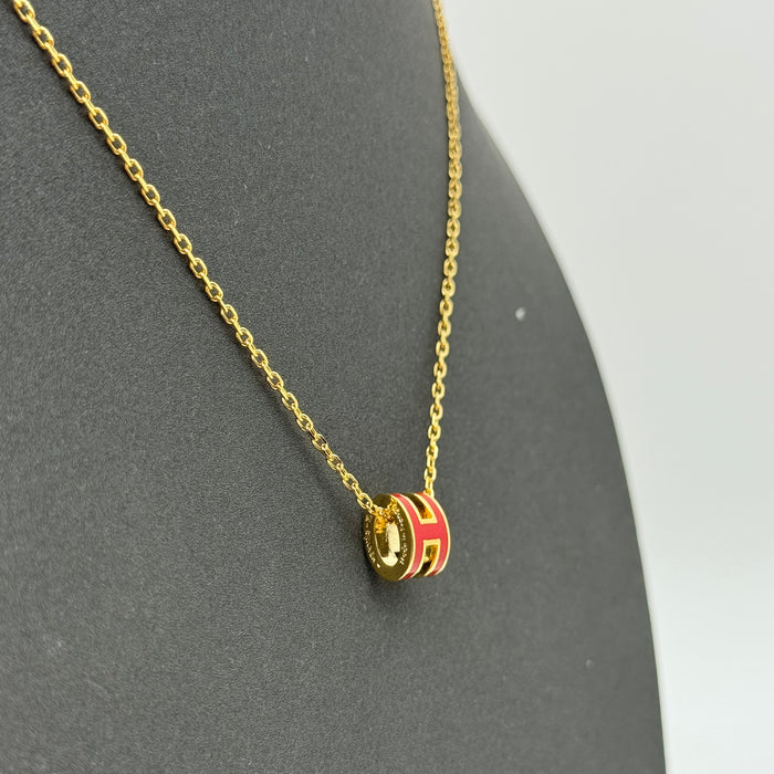 Hermès Mini Pop H Enamel Necklace — Gold