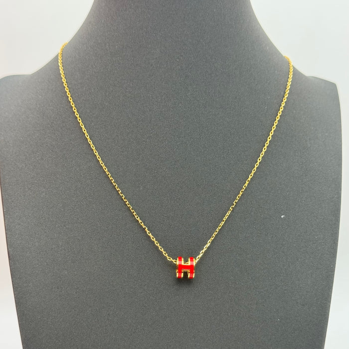 Hermès Mini Pop H Enamel Necklace — Gold