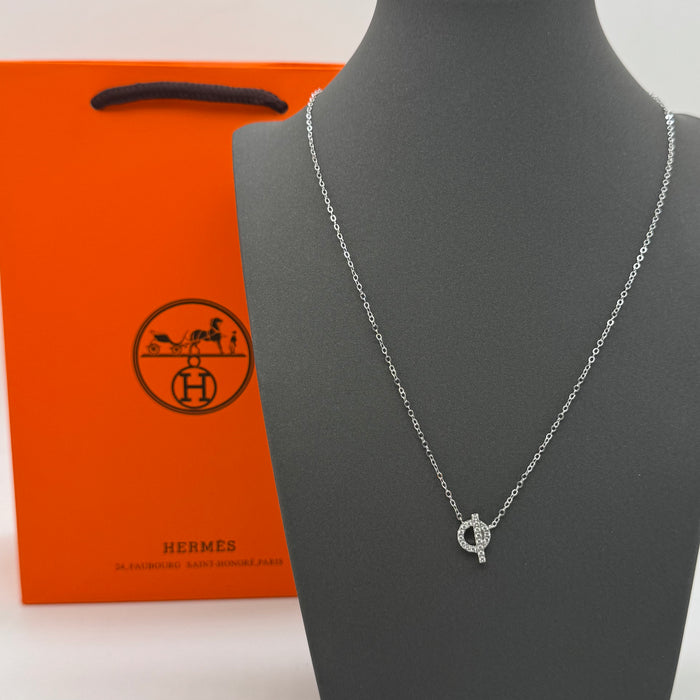 Hermès Chaîne d’Ancre Pavé Link Necklace — Silver & Rose Gold