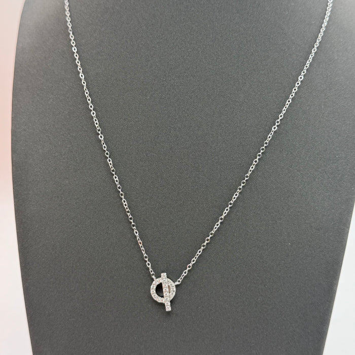 Hermès Chaîne d’Ancre Pavé Link Necklace — Silver & Rose Gold