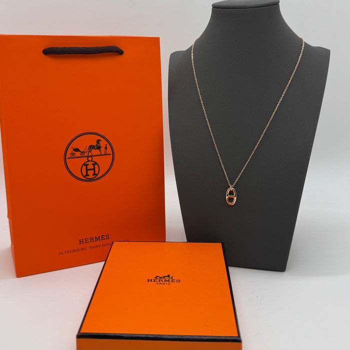 Hermès “H” Diamond Pavé Pendant Necklace —  Gold-Rose Gold & Silver