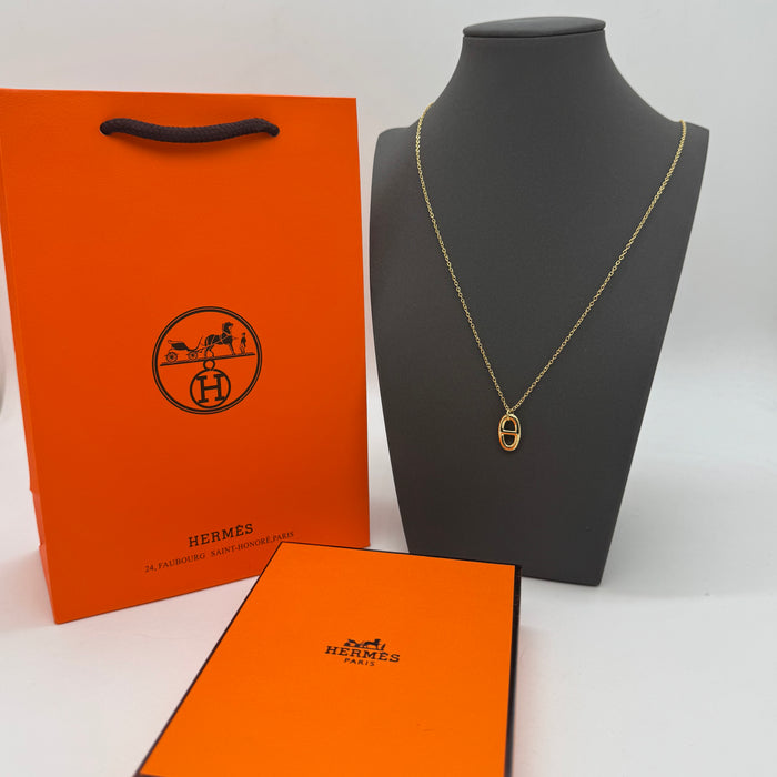 Hermès “H” Diamond Pavé Pendant Necklace —  Gold-Rose Gold & Silver