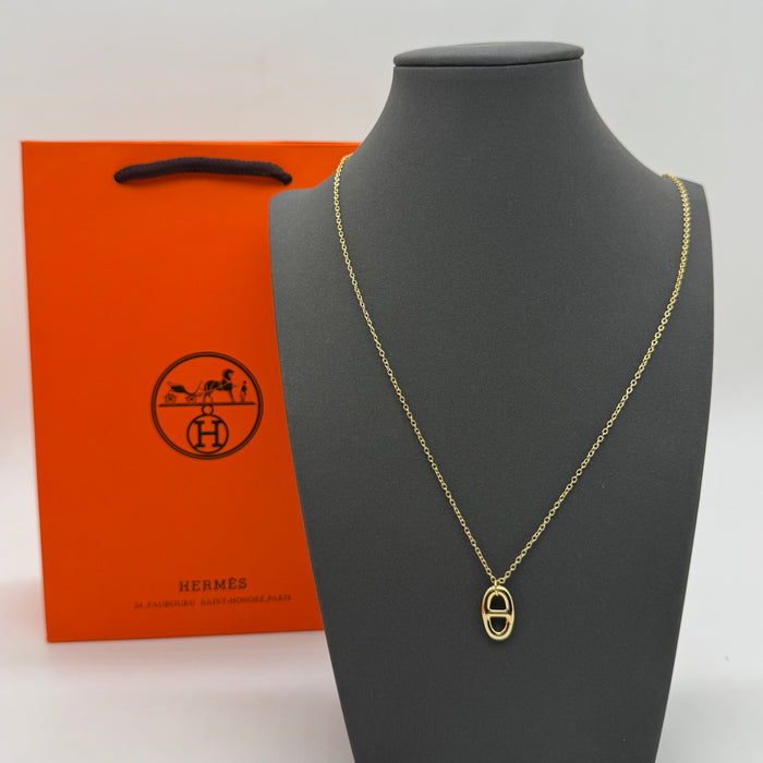 Hermès “H” Diamond Pavé Pendant Necklace —  Gold-Rose Gold & Silver