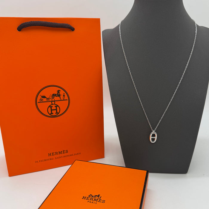 Hermès “H” Diamond Pavé Pendant Necklace —  Gold-Rose Gold & Silver