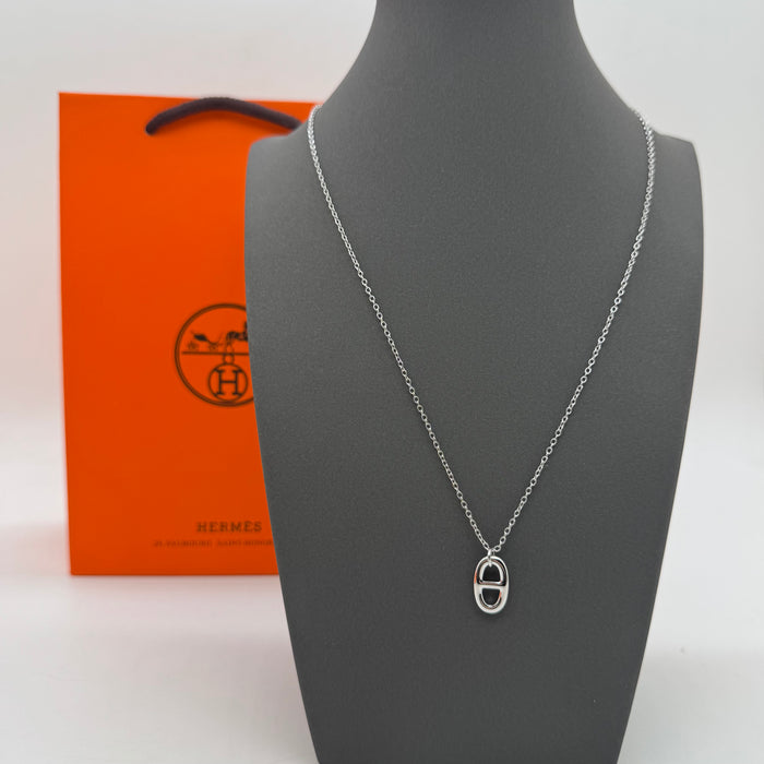 Hermès “H” Diamond Pavé Pendant Necklace —  Gold-Rose Gold & Silver