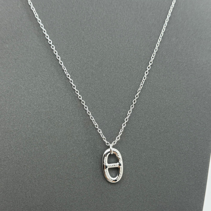 Hermès “H” Diamond Pavé Pendant Necklace —  Gold-Rose Gold & Silver