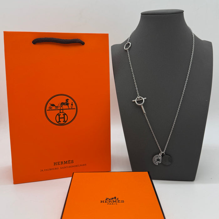 Hermès Chaine d’Ancre Split Charm Toggle Necklace — Black & Red