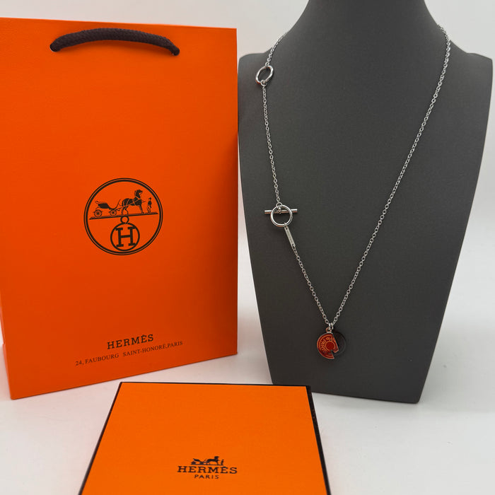 Hermès Chaine d’Ancre Split Charm Toggle Necklace — Black & Red