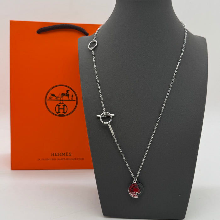 Hermès Chaine d’Ancre Split Charm Toggle Necklace — Black & Red
