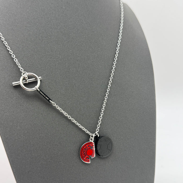 Hermès Chaine d’Ancre Split Charm Toggle Necklace — Black & Red