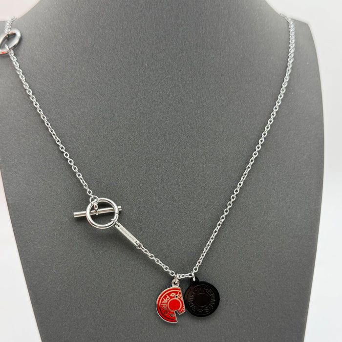 Hermès Chaine d’Ancre Split Charm Toggle Necklace — Black & Red