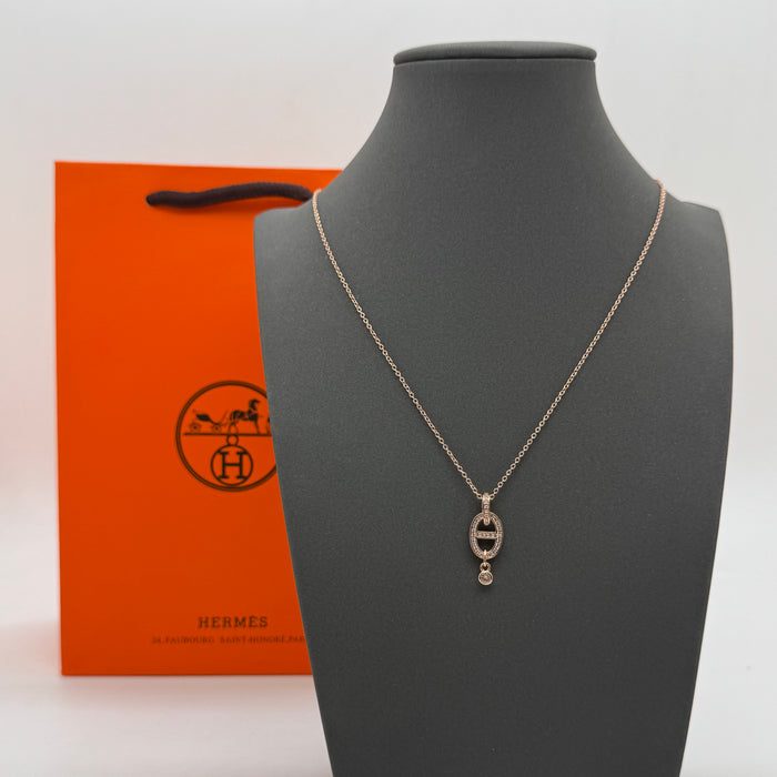 Hermès Chaîne d’Ancre Diamond Drop Necklace — Gold, Silver & Rose Gold
