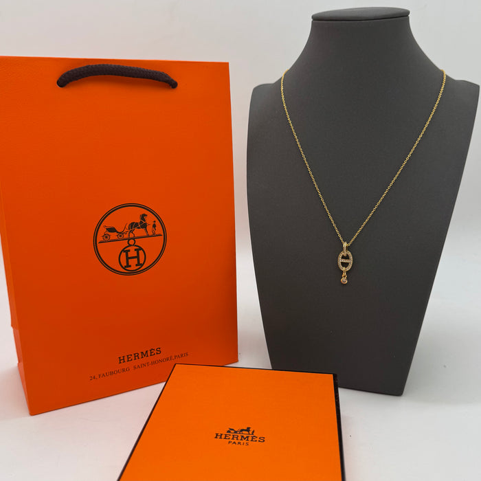 Hermès Chaîne d’Ancre Diamond Drop Necklace — Gold, Silver & Rose Gold