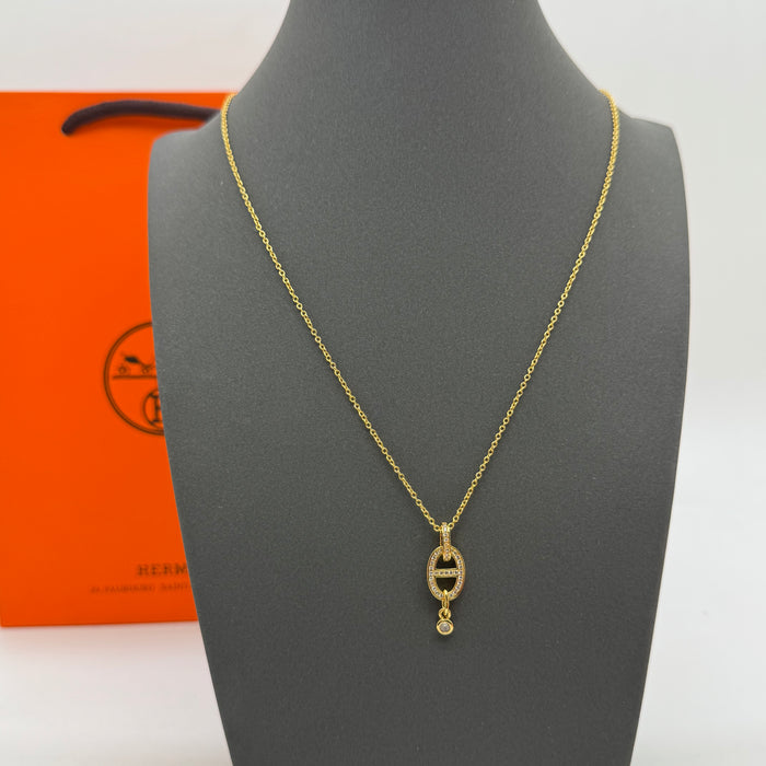 Hermès Chaîne d’Ancre Diamond Drop Necklace — Gold, Silver & Rose Gold