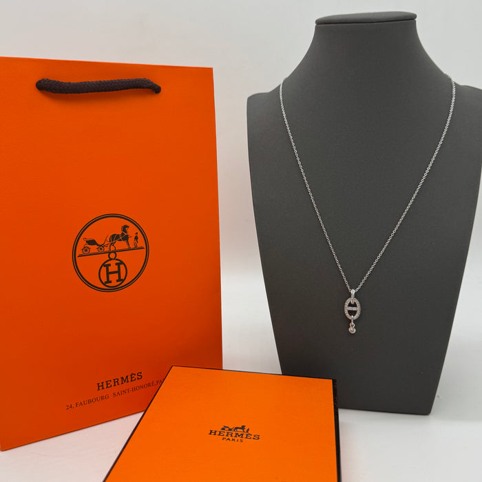 Hermès Chaîne d’Ancre Diamond Drop Necklace — Gold, Silver & Rose Gold
