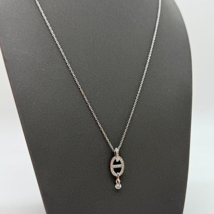 Hermès Chaîne d’Ancre Diamond Drop Necklace — Gold, Silver & Rose Gold