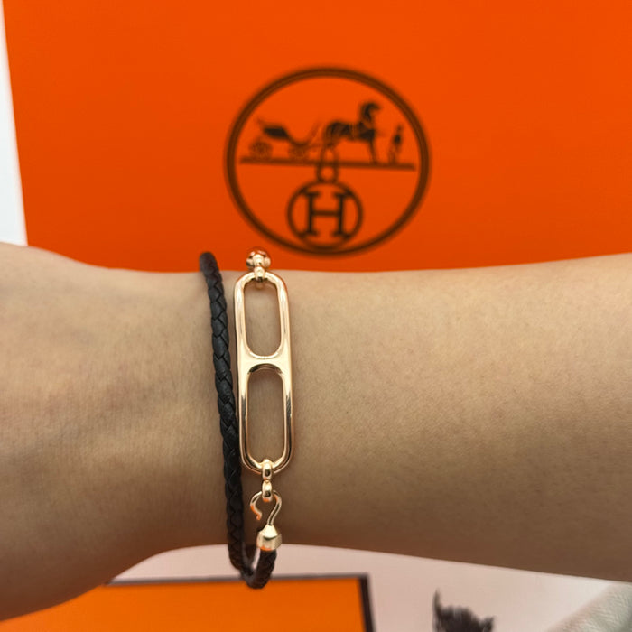 Hermès Chaine d’Ancre Leather Bracelet — Pink, Red, Black & Orange
