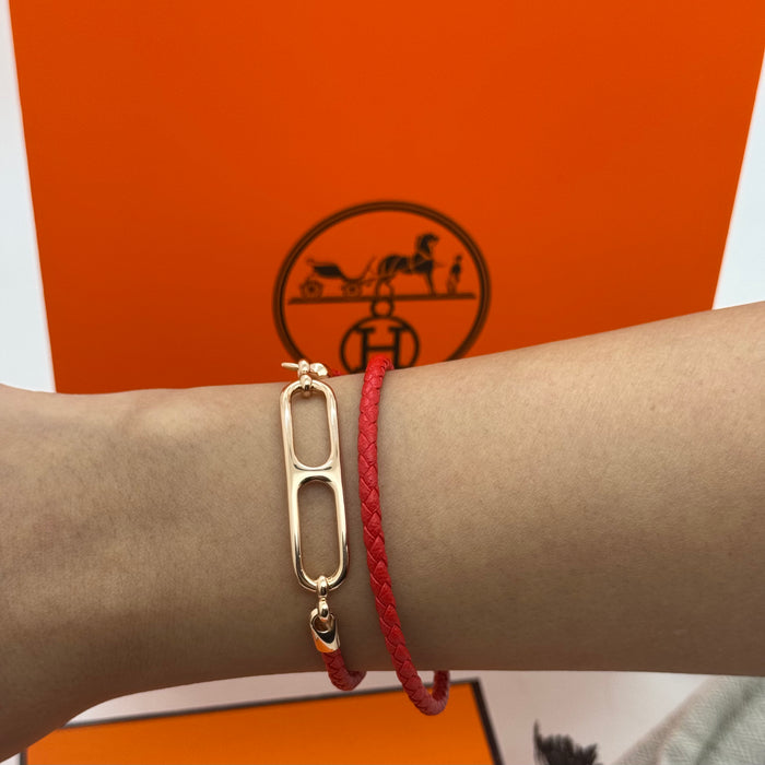Hermès Chaine d’Ancre Leather Bracelet — Pink, Red, Black & Orange