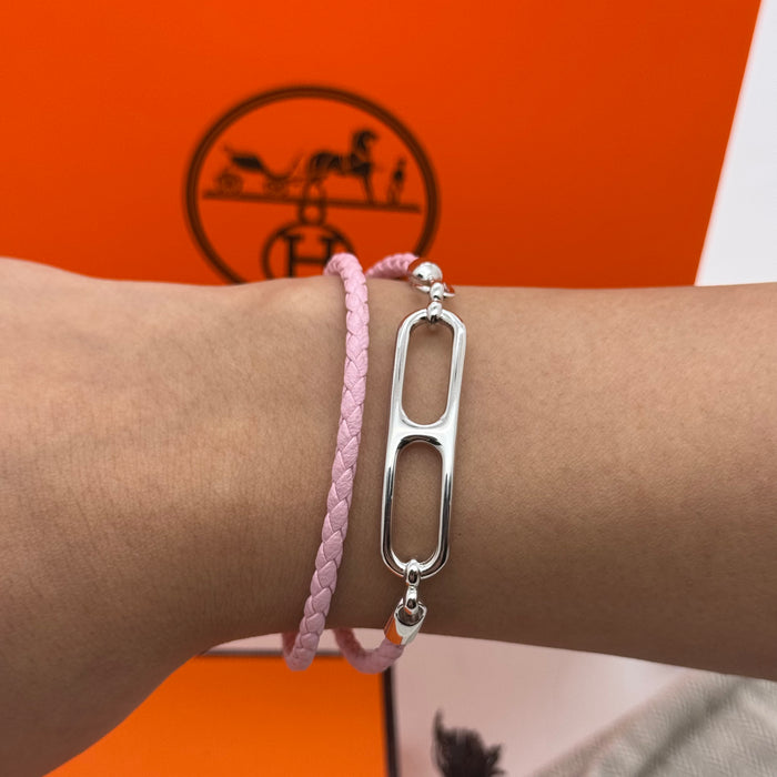 Hermès Chaine d’Ancre Leather Bracelet — Pink, Red, Black & Orange