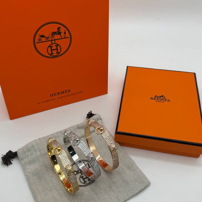 Hermès Kelly Diamond Pave Bracelet — Gold, Silver & Rose Gold