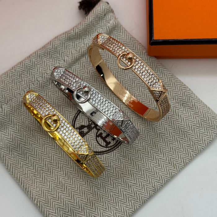 Hermès Kelly Diamond Pave Bracelet — Gold, Silver & Rose Gold