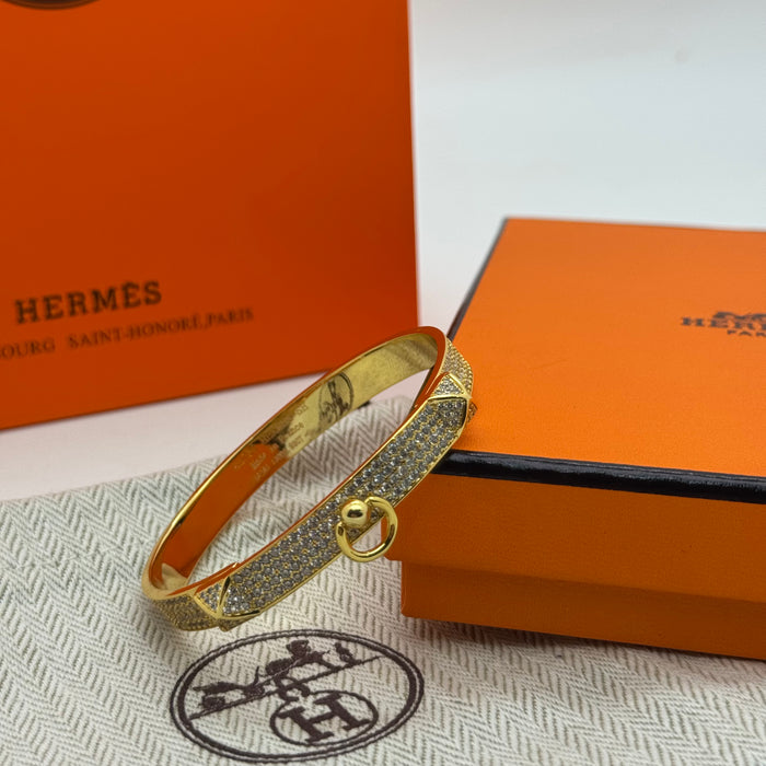 Hermès Kelly Diamond Pave Bracelet — Gold, Silver & Rose Gold