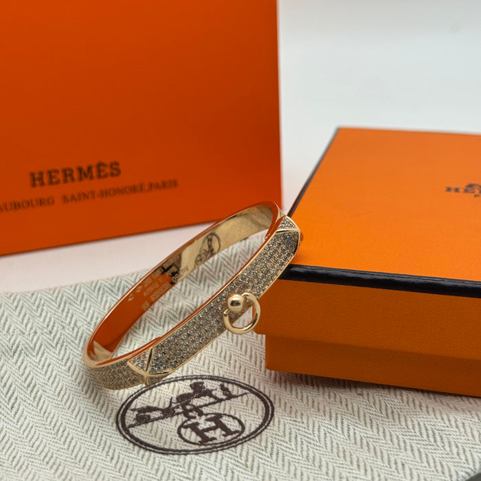 Hermès Kelly Diamond Pave Bracelet — Gold, Silver & Rose Gold
