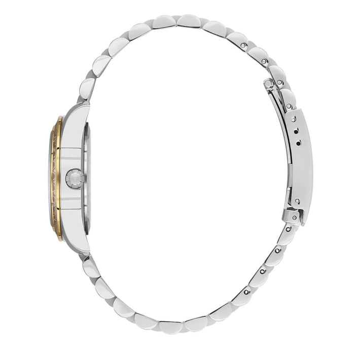 Freelook Two-Tone Women's Watch with Green Dial & Crystal Bezel