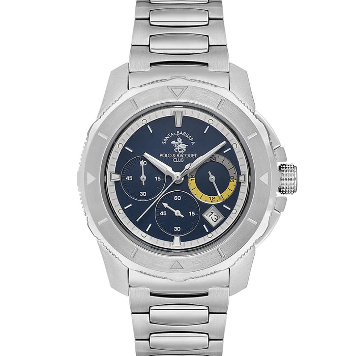 Santa Barbara Polo & Racquet Club Men's Chronograph Watch – Blue Dial with Silver Stainless Steel